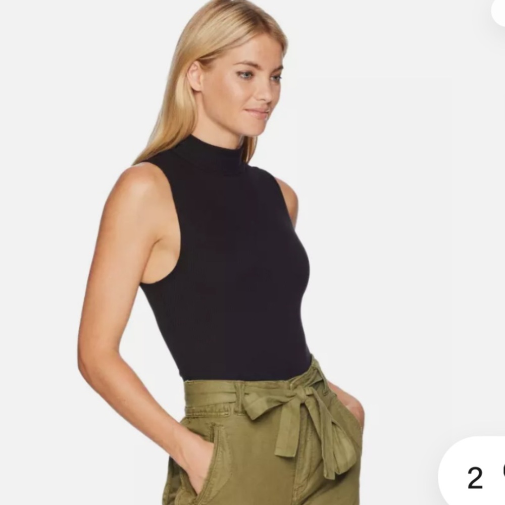 NWT Free People Save Tonight Sleeveless Mock Neck Black Bodysuit